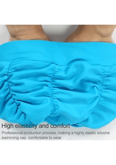 Artfulabode Yüzme Sones Pileli Mavi Kumaş Kulaklıklar Kadın Göl Bonesi Eg Mavi