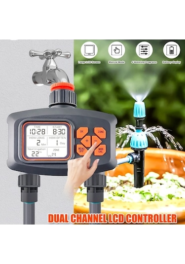 Tongxida Bahçe Hortumu İçin Akıllı Yağmurlama Zamanlayıcısı 2 Çıkışlı Büyük Lcd Çim İçin Damla Sulama Seti 57943249
