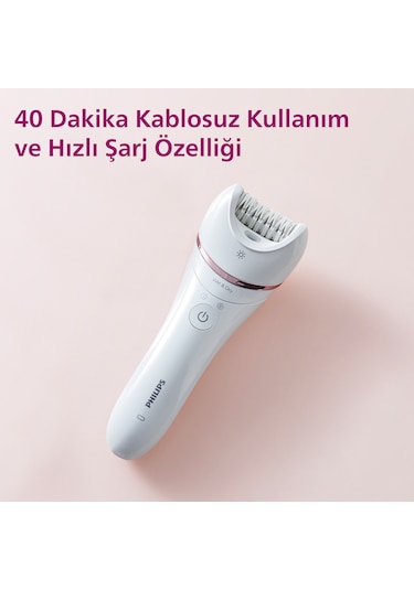 Philips BRE730/05 Epilatör (Yüz+Koltuk alti+Bikini Bölgesi+Bacak)Islak-Kuru,Işıklı,Kablosuz