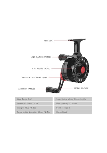 Jeehugo Sağ El Plastiği Balık Makinesi - Yüksek Ayaklı, Dayanıklı, Buz/flöt Balıkçılığı İçin Anti-skaygan Tutamaklı