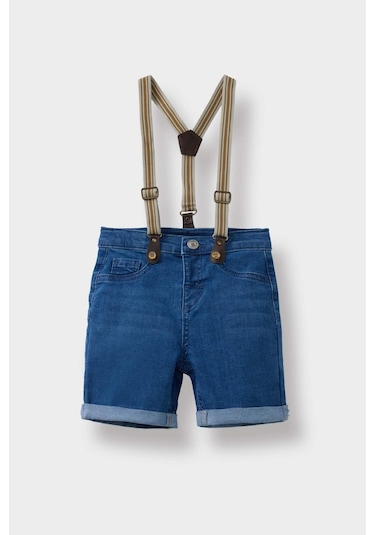 DeFacto Erkek Bebek Pantolon Askılı Jean Şort C2289A525SMNM28 Mavi