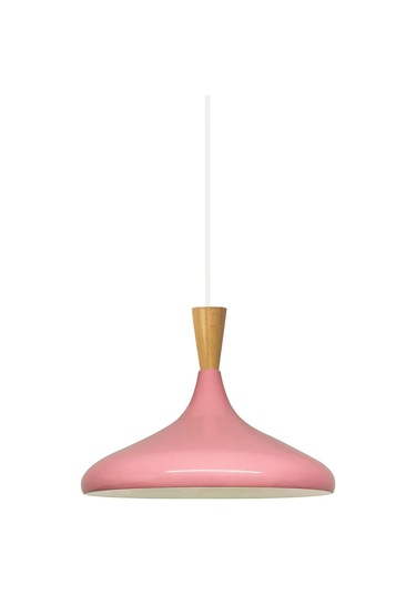 Pembe Ahşap Huni Tekli Avize Sarkıt Salon Mutfak Cafe Butik Lamba Aydınlatma Avizeler Pembe