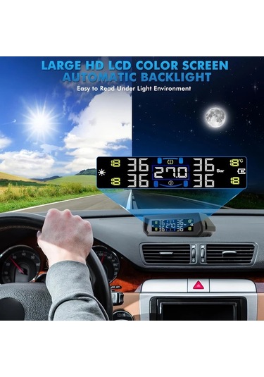 Boatshop1 T17 Lastik Basınç İzleme Sistemi Evrensel Kablosuz Güneş Tpms Harici Sensör Lastik Basıncını Doğru Tespit Eder