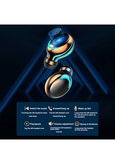 Primepickings F9 Bt5.0 Kablosuz Spor Kulaklık, Led Dokunmatik, Gürültü Azaltma, Ipx7 Su Geçirmez, Hi-fi Ses