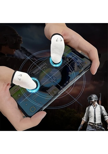 Xuweiwei 2 Çift Metal Saklama Kutulu Oyun Parmak Kılıfı Gümüş Fiber Nefes Alabilir Terlemez