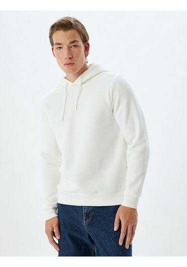 Koton Kapşonlu Sweatshirt Basic Pamuk Karışımlı Beyaz 5wam70001mk Beyaz