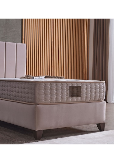 Bonita Tek Kişilik Baza + Başlık + Yatak Set 3 Lü Set Krem