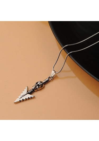 Kuru Kafalı Ok Ucu Erkek Kolye Çelik Takı Aksesuar K24 T5 Çelik