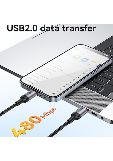 Yesido Ca185 240w Tip-c Tip-c Alüminyum Alaşımlı Veri Kablosu, Uzunluğu: 1.2m Siyah