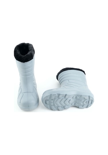 Gezer Erkek Çocuk Kışlık Eva İçi Sıcak Astarlı Rahat Taban Yağmur Bot Çizme Gri