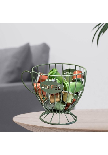 Suntek Kahve Kapsül Düzenleyici Depolama Sepeti Ekran Ev Dekoru Yeşil