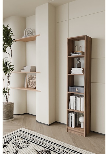 Linea Slim Kitaplık 5 Raflı Ahşap