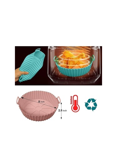 Qerhome 2'li Airfryer Silikon Pişirme Kabı 20 Cm Diğer