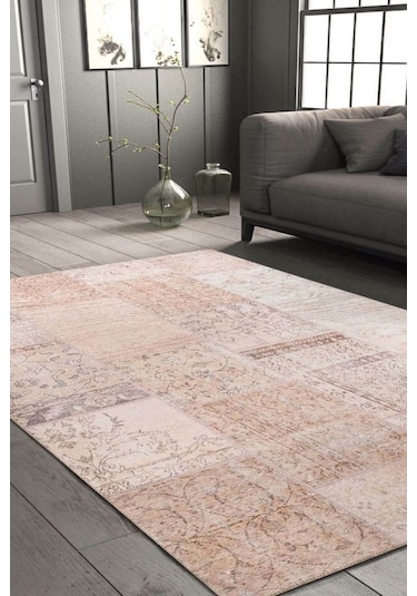 Artloop Jazz Şönil Dokuma Pamuk Polyester Bej Halı Al 15