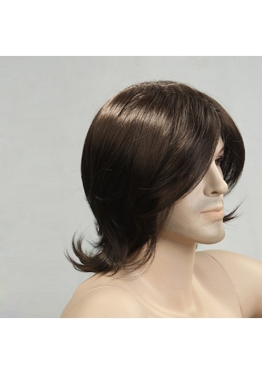 Lebıhmurah Wg1381 %100 Kanekalon Sentetik Pop Art Doğal Kısa Kıvırcık Erkek Peruk -