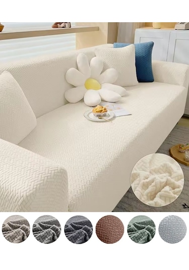 StarMall Tuğla Desen Koltuk Örtüsü Çekyat Kılıfı 3Lü Bir Adet Krem