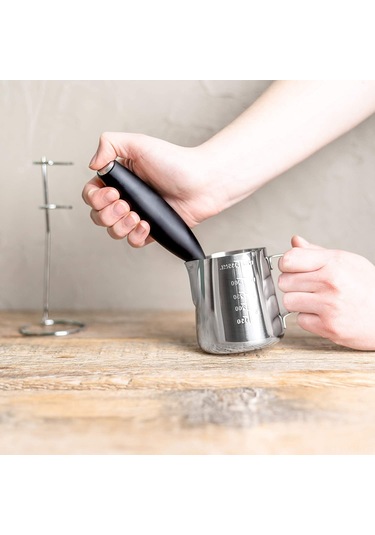 Xiyyadms Stantlı El Tipi Seramik Süt Köpürtücü - Sürdürülebilir, Modern Kahve Çay Aleti Beyaz/siyah Siyah