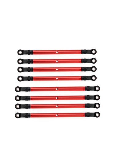 Geekyou Axıal 1/10 Scx10 Ve Trx4 İçin 8 Parça Kırmızı Alüminyum Bağlantı Çubuk Seti, 313mm Aks Mesafesi