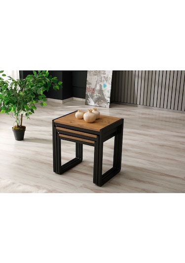 Sehpol Üçlü Zigon Sehpa 50x40x52/45x40x46/40x40x40 Antrasit