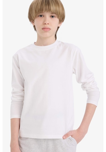 Defacto Erkek Çocuk Bisiklet Yaka Basic Düz Uzun Kollu Tişört K1686a625auwt34 Beyaz Defacto Erkek Çocuk Bisiklet Yaka Basic Düz Uzun Kollu Tişört K1686a625auwt34 Beyaz