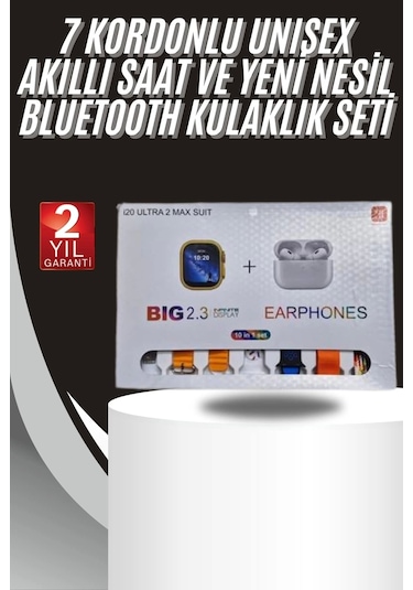 9 Ultra Akıllı Saat 49mm 2inç Ekran 7 Kordonlu Ve Bluetooth Kulaklık