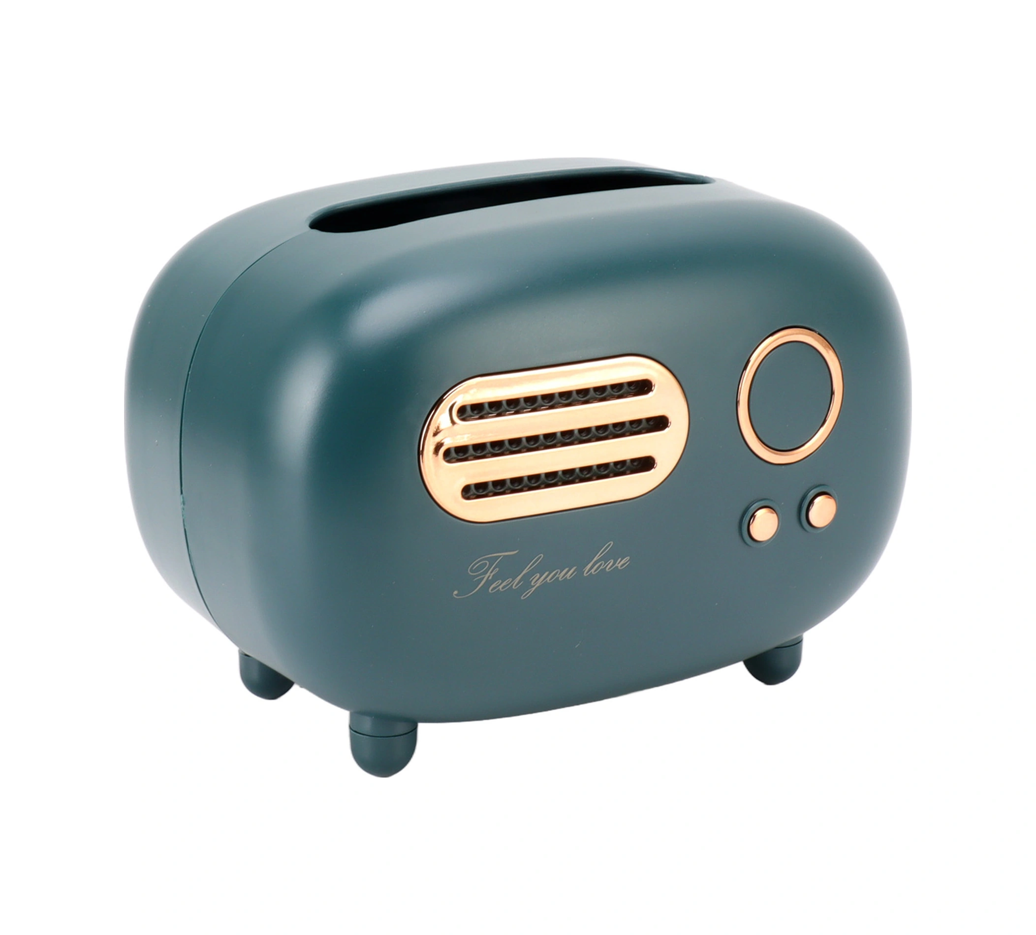 Kosona Klasik Radyo Desenli Plastik Mutfak Banyo Odası Dekoratif Multifonksiyonel Havlu Kutusu Kırmızı