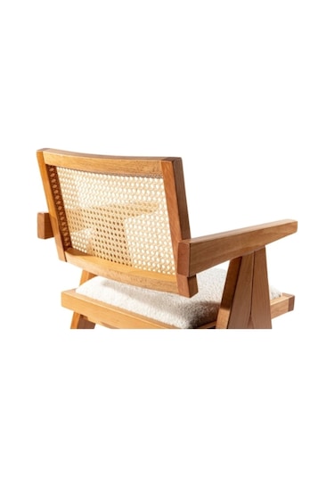 Luna Beyaz Pergel Hazeranlı Model Hasırlı Natural Ahşap Sandalye