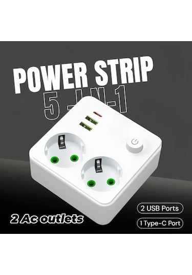 Siyah Ql-86u 5-eu Prizli Güç Şeridi Çoklu Seviyeli Adaptör, Masaüstü/duvar Adaptörü. Yatak Odası Güç Şeridi/mutfak Güç Şeridi/oturma Odası Güç Şeridi