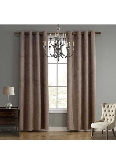 Novahub Kahve Süet Kadife Kalın Gölge Perdeler - Oturma Odası-yatak Odası Kumaş Karartma Kahverengi