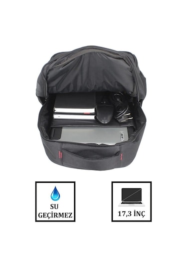 Case Club 2114 Büyük Laptop Sırt Çantası 17 İnç Kılıf Hediyeli Günlük Okul Sırt Çantası Siyah