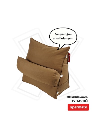 Xpermate Yükseklik Ayarlı Tv Yastığı Bel Destek Yastığı Kahvereng