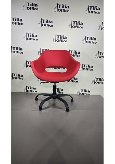 Monaco Çalışma Kesim Kuaför Koltuğu Yonca Sabit Siyah Ayak Kırmızı