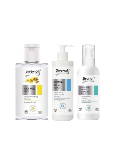Sirenol Natural Cadı Fındığı Yüz Temizleme Köpüğü 300 ML + Sıkılaştırıcı Gözenek Temizleyici Tonik 250 ML + Yoğun Dengeleyici Bakım Kremi 60 ML