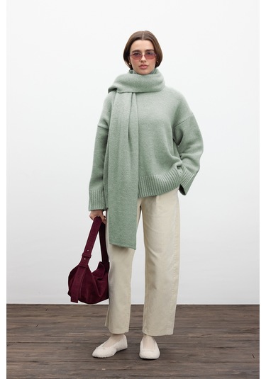 Yumuşak Atkı Mint Mint Mint Yeşili