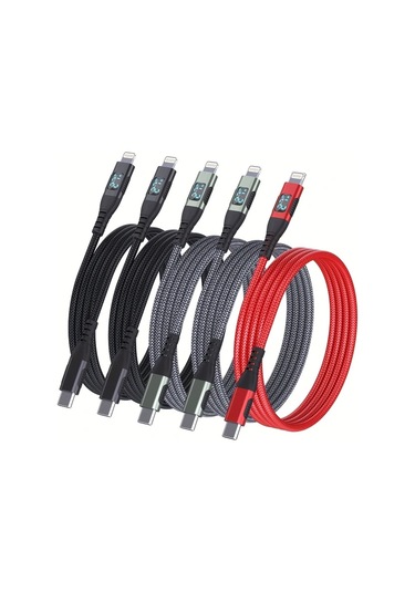 Honeybeeshop 5 Adet İphone Şarj Kablosu Usb C Mfi Nylon Örgülü 2 Metre 5li Set Mavi Mavi Yeşil Yeşil Siyah İphone 14 13 12 11 İpad Uyumlu