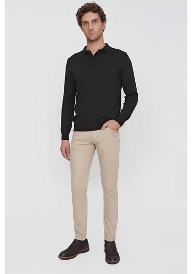 Basic Dinamik Fit Rahat Kesim Polo Yaka Triko Kazak 99kc017001001 Siyah