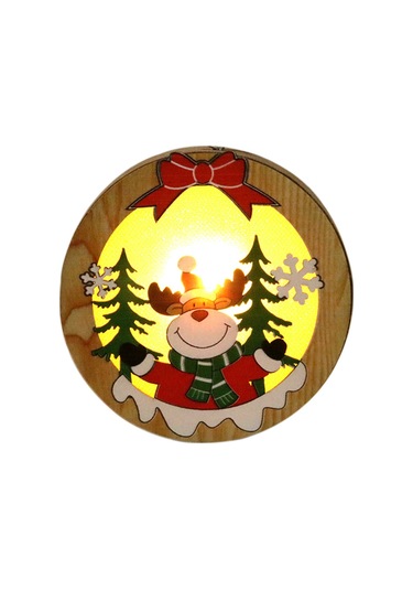 Skycity Aydınlatmalı Ahşap Noel Süsü - Elang Desenli Dairesel, Isınma Sarı Işık, Hafif, Kolay Kurulum Diğer