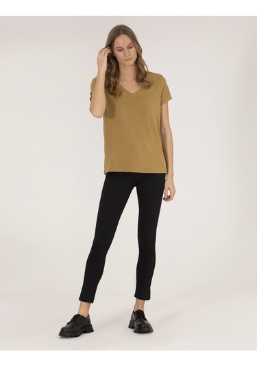 Pierre Cardin Kadın Yeşil Basic Tişört 50269345-vr235 Yeşil