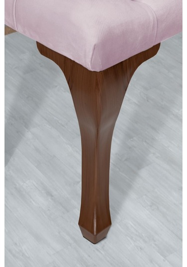 Gazzini Classic Chester Model Kapitoneli Puf- Ceviz Ayak, Pembe Kumaş