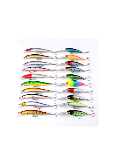 Valkyrie 20 Adet Karışık Minnow Crankbait Swimbait Rapala Sahte Yem Olta Seti Balık İğnesi