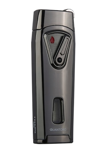 Quantoro Çift Torch Pürmüz Gunmetal Metal Puro Çakmağı - Trz1053