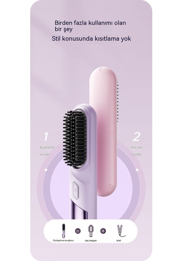 Eternal Luck Negatif İyonlarla Yüklü Kablosuz Saç Düzleştirme Tarağı Siyah