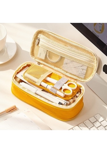 Willowhaven Angoo Pamuk Keten Büyük Kapasiteli Kalem Kırtasiye Çantası Siyah, 60x58x57cm, 480x876x883mm, 130g Siyah