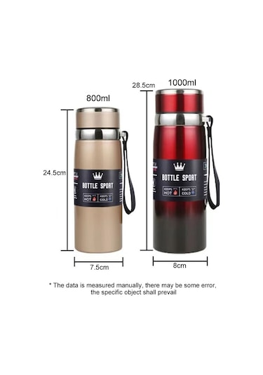 1000ml 316 Paslanmaz Çelik İzoleli Kupa Büyük Kapasiteli Vakum Termos Dış Mekan Taşınabilir Araba Yalıtımlı Su Şişesi Degrade Kırmızı