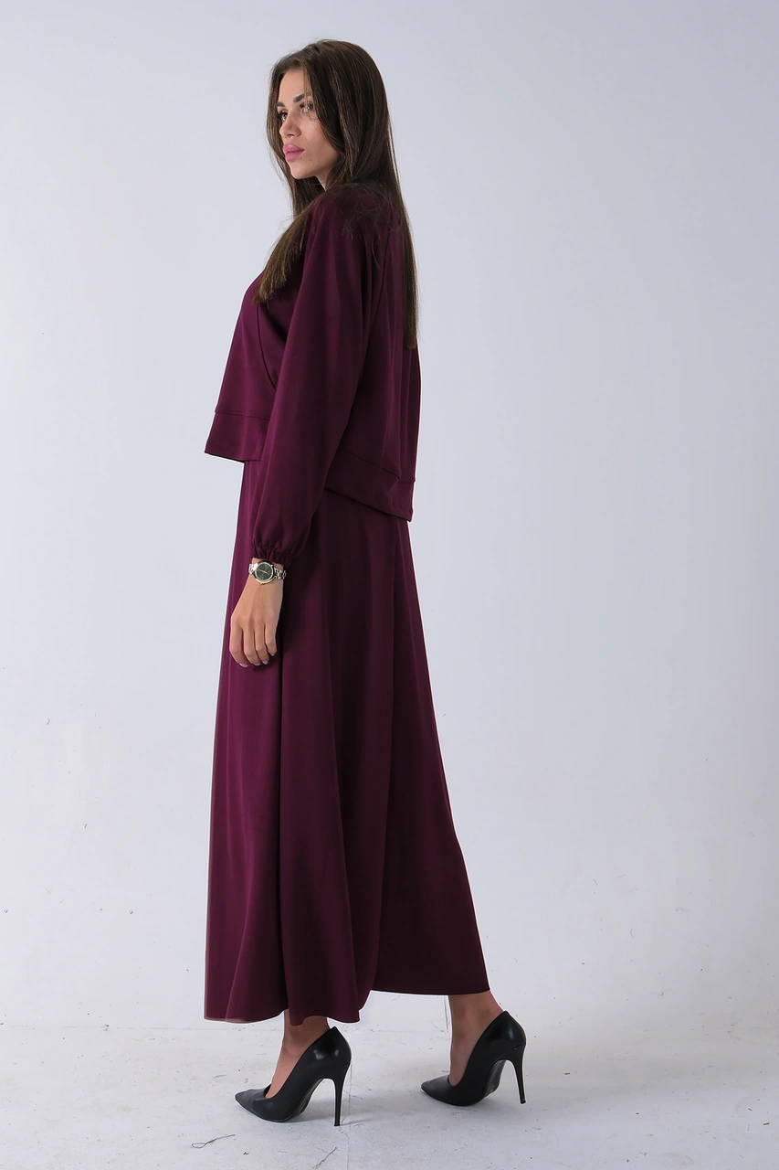 Feminist Mürdüm Önü Yarasakol Etekli Takım 31040702.21 Mürdüm