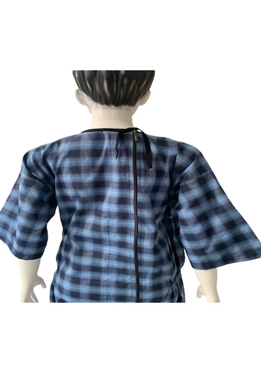 Ozclife Kısa Kol Yeni Model Hasta Bakım Kıyafeti Hasta Tulumu Mavi