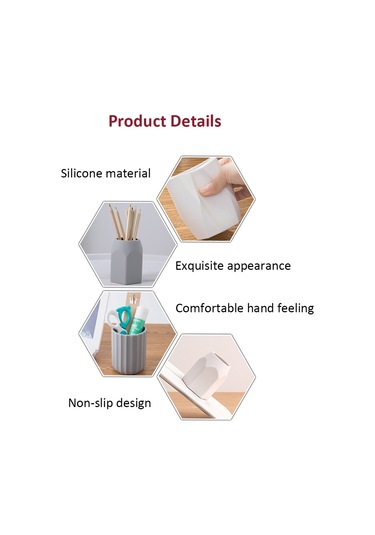 Springsun Gri Silikon Çok Amaçlı Masa Üstü Organizer - Kalem, Kalemtraş, Makas Ve Küçük Aksesuarları Saklamak İçin Ofis Ve Ev Kullanıma Uygun Diğer