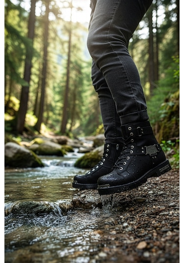 Big King Siyah Erkek Motorcu Bot Siyah