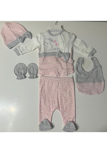 Nonna Baby Leopar 5li Zıbın Takımı Pembe