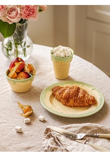 Roomi Çay Ve Kahve İçin 220 Ml Waffle Desenli Seramik Bardak 480764300 Bej